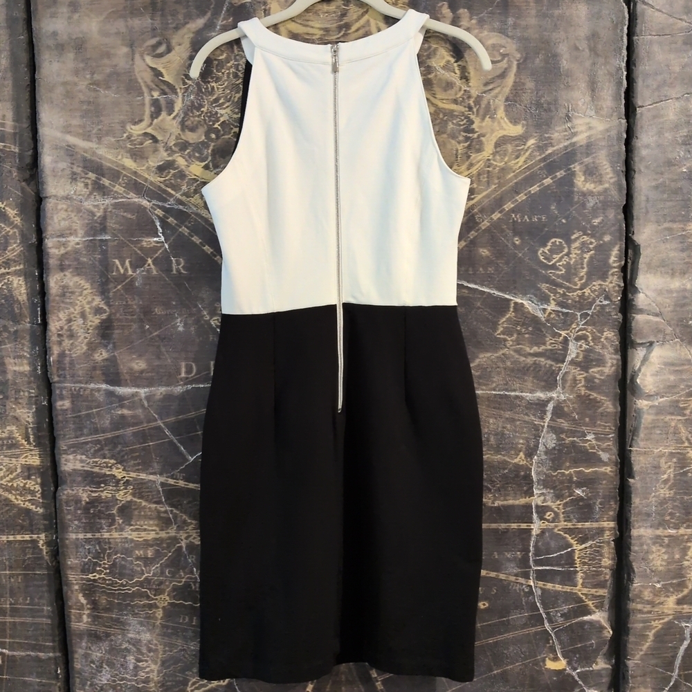 NWOT Daniel Cremieux Formal Dress Black And White Size 6 Stretch Form Fitting - Picture 3 of 5